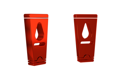 Red Personal lubricant icon isolated on transparent background. Lubricating gel. Cream for erotic sex games. Tube with package box.