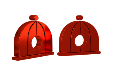 Red Chinese hat icon isolated on transparent background.