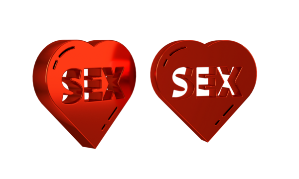 Red Heart with text Sex icon isolated on transparent background. Adults content only icon.