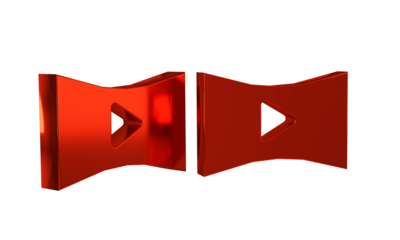 Red Online play video icon isolated on transparent background. Film strip with play sign.