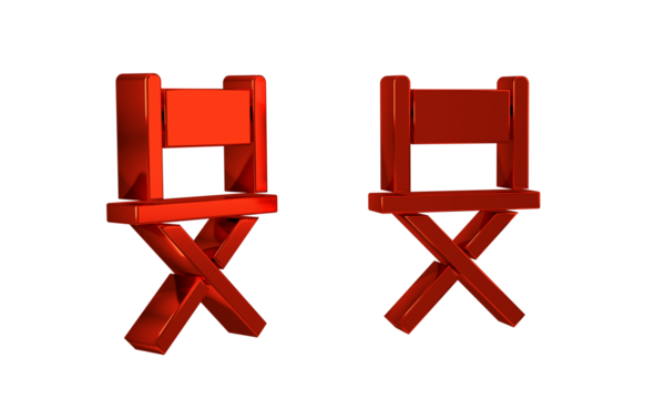 Red Director movie chair icon isolated on transparent background. Film industry.