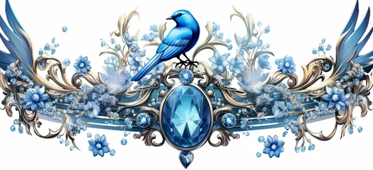 Fotobehang Crown Clipart transparent blue fantasy bird by Daniel © Eshana