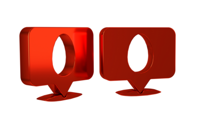 Red Speech bubble with easter egg icon isolated on transparent background. Happy Easter.