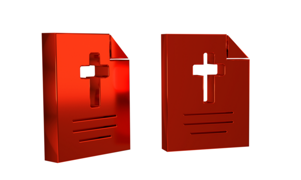 Red Greeting card with Happy Easter icon isolated on transparent background. Celebration poster template for invitation or greeting card.