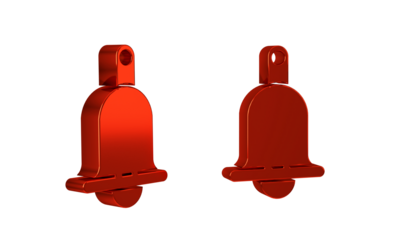 Red Ringing bell icon isolated on transparent background. Alarm symbol, service bell, handbell sign, notification symbol.