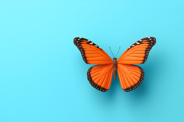 Fototapeta na wymiar Monarch Butterfly on Blue