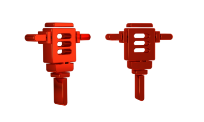 Red Electric rotary hammer drill machine icon isolated on transparent background. Working tool for construction, finishing, repair work.