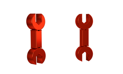 Red Wrench spanner icon isolated on transparent background.