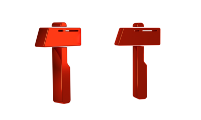 Red Hammer icon isolated on transparent background. Tool for repair.