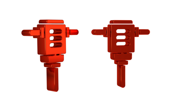 Red Electric rotary hammer drill machine icon isolated on transparent background. Working tool for construction, finishing, repair work.