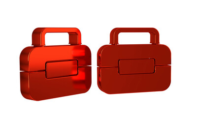 Red Toolbox icon isolated on transparent background. Tool box sign.