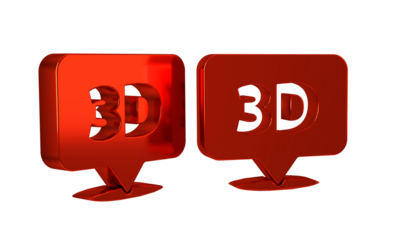 Red Speech bubble with text 3D icon isolated on transparent background.