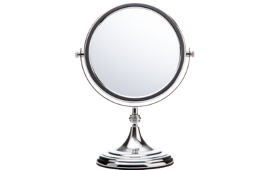 Elegance in Dual Sided Tabletop Mirror on a White or Clear Surface PNG Transparent Background