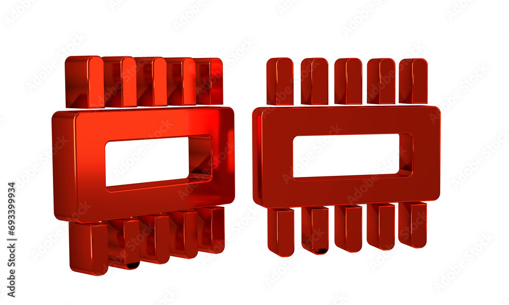 Aufkleber red computer processor with microcircuits cpu icon isolated on transparent background. chip or cpu w