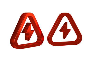 Red High voltage icon isolated on transparent background. Danger symbol. Arrow in triangle. Warning icon.