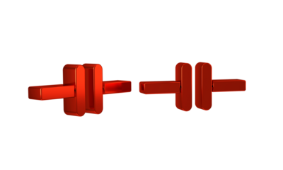 Red Electric circuit scheme icon isolated on transparent background. Circuit board.