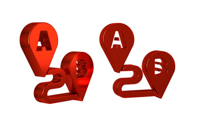 Red Route location icon isolated on transparent background. Map pointer sign. Concept of path or road. GPS navigator.