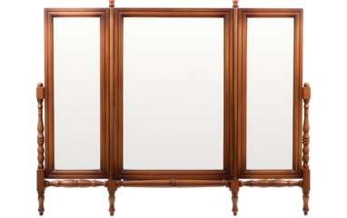 Freestanding Elegance Tri Fold Reflection Mirror on a White or Clear Surface PNG Transparent Background