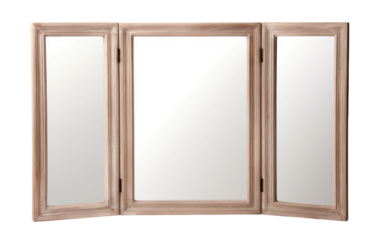 Reflection Delight Freestanding Tri-Fold Mirror on a White or Clear Surface PNG Transparent Background