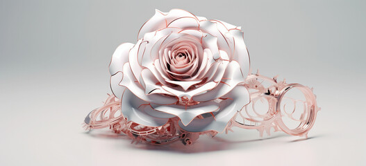create a 3d little high tech Flower on white background