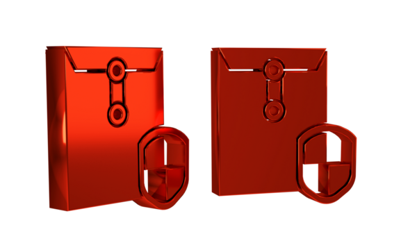 Red Envelope with shield icon isolated on transparent background. Insurance concept. Security, safety, protection, protect concept.