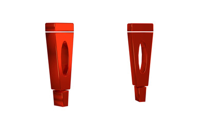 Red Cream or lotion cosmetic tube icon isolated on transparent background. Body care products for men.