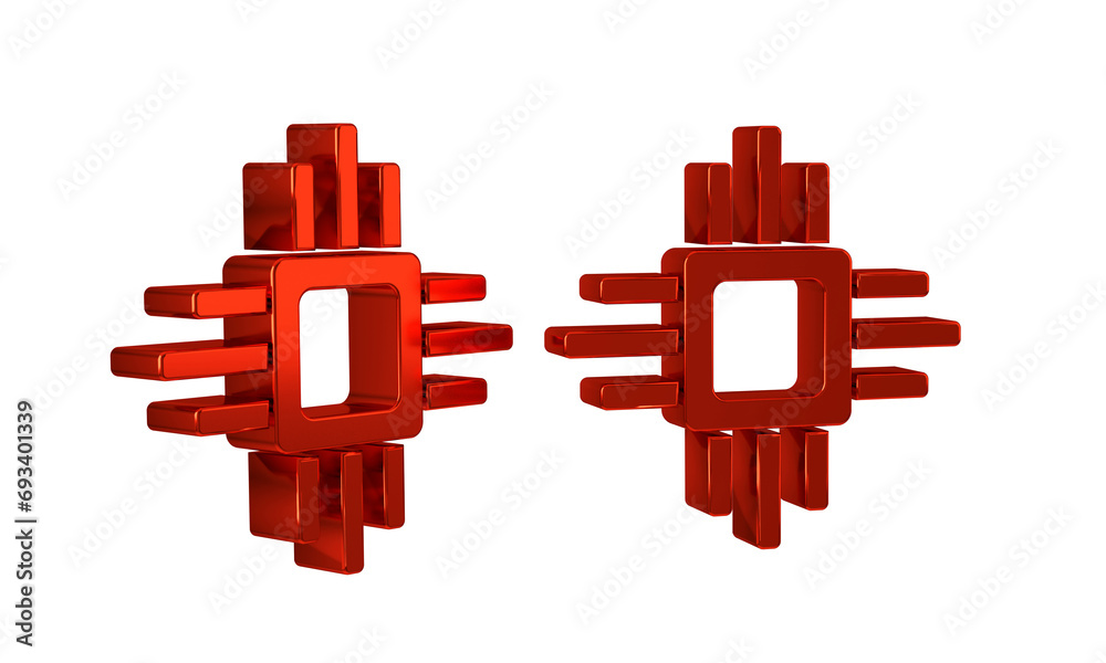 Aufkleber red computer processor with microcircuits cpu icon isolated on transparent background. chip or cpu w