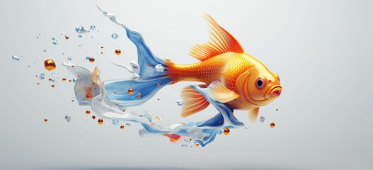 create a 3d little fish on white background - obrazy, fototapety, plakaty