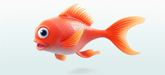 create a 3d little fish on white background