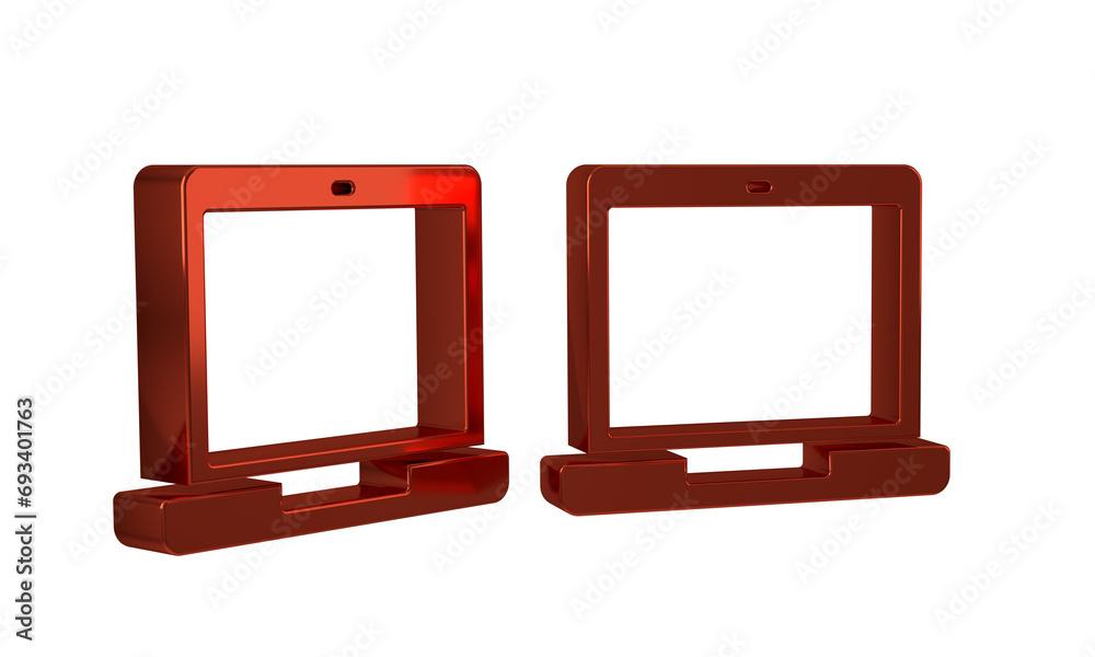 Poster red laptop icon isolated on transparent background. computer notebook with empty screen sign.