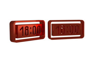 Red Digital alarm clock icon isolated on transparent background. Electronic watch alarm clock. Time icon.