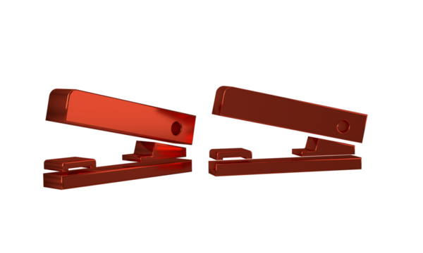 Red Office stapler icon isolated on transparent background. Stapler, staple, paper, cardboard, office equipment.
