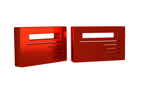 Red Visiting card, business card icon isolated on transparent background. Corporate identity template.