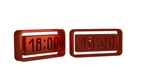 Red Digital alarm clock icon isolated on transparent background. Electronic watch alarm clock. Time icon.