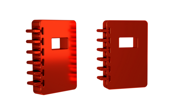 Red Notebook icon isolated on transparent background. Spiral notepad icon. School notebook. Writing pad. Diary for school.