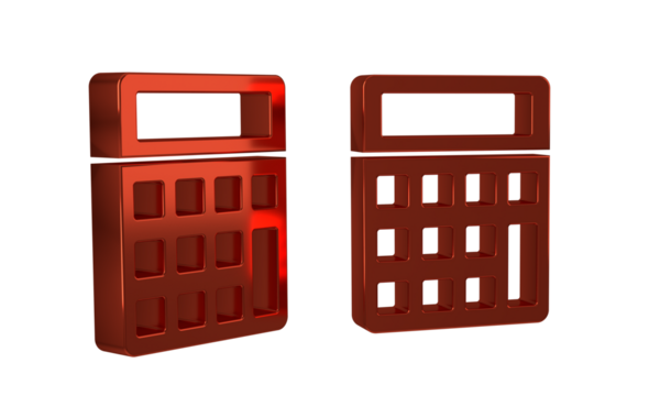 Red Calculator icon isolated on transparent background. Accounting symbol. Business calculations mathematics education and finance. - Powered by Adobe