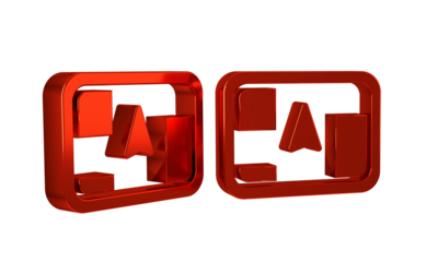 Red Gps device with map icon isolated on transparent background.