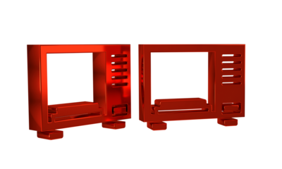 Red Microwave oven icon isolated on transparent background. Home appliances icon.