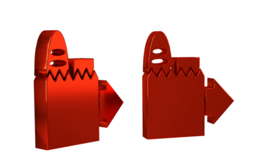 Red Online ordering and fast food delivery icon isolated on transparent background.