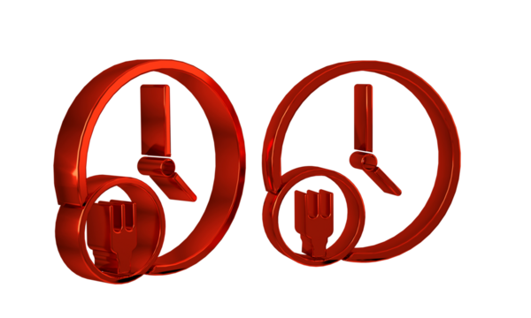 Red Round the clock delivery icon isolated on transparent background.