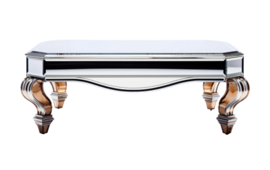 Mirrored Coffee Table Contemporary Reflections on a White or Clear Surface PNG Transparent Background