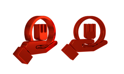 Red Online ordering and fast food delivery icon isolated on transparent background.