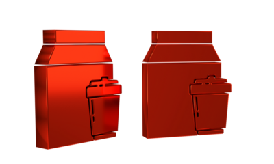 Red Online ordering and fast food delivery icon isolated on transparent background.