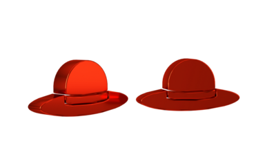 Red Elegant women hat icon isolated on transparent background.