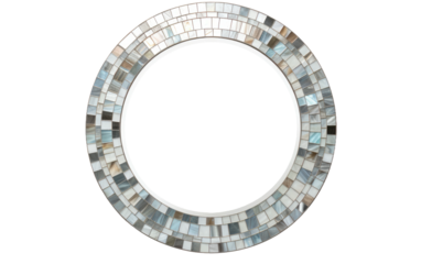 Reflective Charm in Mosaic Frame on a White or Clear Surface PNG Transparent Background