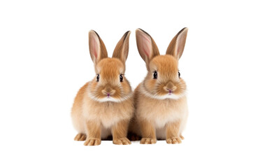 Obraz premium Fluffy Duo Adorable Baby Rabbit Pair on a White or Clear Surface PNG Transparent Background