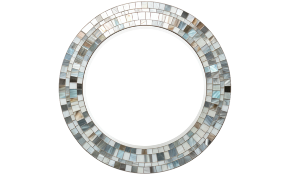 Reflective Charm in Mosaic Frame on a White or Clear Surface PNG Transparent Background