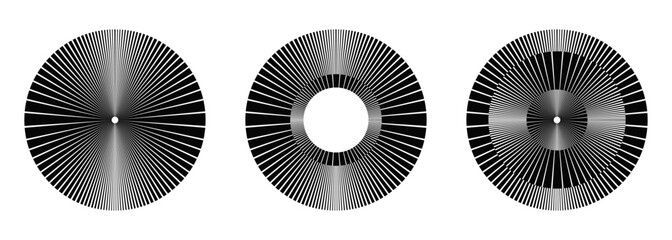 A Set of vector illustration burst of star-shaped radial rays emanating in all directions, depicted in a round geometric Circular illustration perfect for logo design, graphic designing.