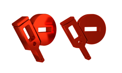 Red Medical digital thermometer for medical examination icon isolated on transparent background.