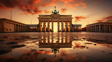 The Brandenburg Gate in Berlin at sunset Germany - obrazy, fototapety, plakaty